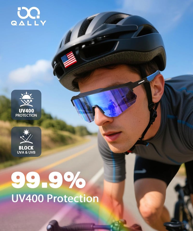 QALLY Store Polarized Sports Sunglasses for Men, UV400 Protection Mens Sunglasses Wrap Around Sun Glasses for Cycling Running - Image 2
